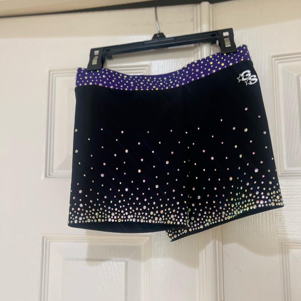Rhinestone studded black Athletic shorts - cheerleaders cheerleading small